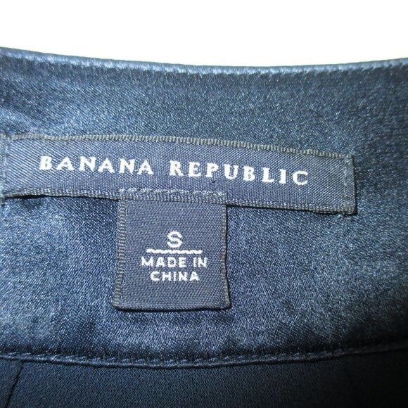 BANANA REPUBLIC NAVY BLUE SILK BLOUSE - Picture 4 of 10